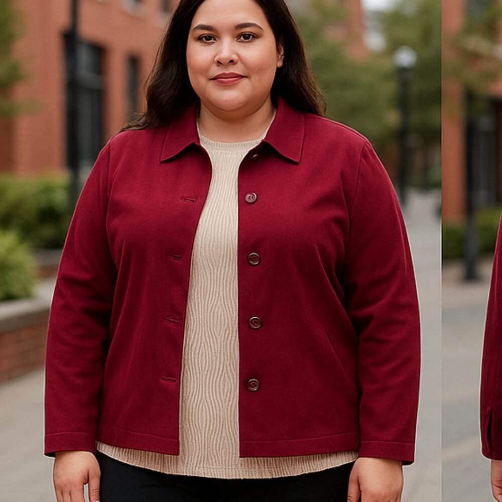 ZESICA Pleated Blouse(XL) + Briggs New York Red Blazer(1X) (Polished Collection)
